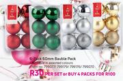 6 Pack 60mm Bauble Pack-Per Set