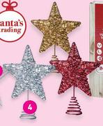 25cm Tree Topper Glitter Sequin Gold Or Silver Or Red