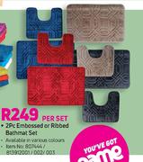 2 Piece Embossed Or Ribbed Bathmat Set-Per Set