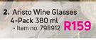 Aristo Wine Glasses 4 Pack-380ml