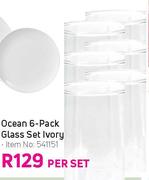 Ocean 6 Pack Glass Set Ivory-Per Set