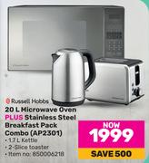 Russell Hobbs 20Ltr Microwave Oven Plus Stainless Steel Breakfast Pack Combo AP2301