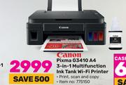 Canon Pixma G3410 A4 3-In-1 Mulifunction Ink Tank Wi-Fi Printer