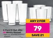 4-Pack Hi-Ball, Willy Or Whisky Glasses-For Any 2