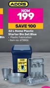 Addis 32Ltr Home Plastic Starter Bin Set (Blue)