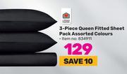 Always Home 3 Piece Queen Fitted Sheet Pack Assorted Colours