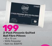 Always Home 2 Pack Pinsonic Quilted Ball Fibre Pillows