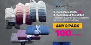Mainstays 5 Pack Face Cloth Or 3 Pack Guest Towel Set-Any 2 Pack