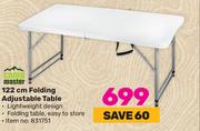 Campmaster 122cm Folding Adjustable Table