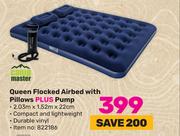 Campmaster Queen Flocked Airbed With Pillows Plus Pump
