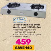 Cadac 2 Plate Stainless Steel Gas Stove 193E-10-ZA