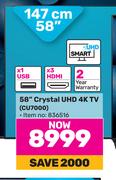 Samsung 58"(147cm) Crystal UHD 4K TV CU7000