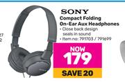 Sony Compact Folding On-Ear Aux Headphones