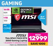 MSI 15.6"(39cm)Thin GF63 11UCX RTX 2050 Gaming Laptop