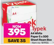 Typek A4 White Paper 5 x 500 Sheet Ream Box