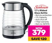 Sunbeam 1.7L Ribbed Glass Kettle