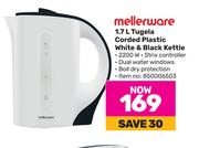 Mellerware 1.7L Tugela Corded Plastic White & Black Kettle