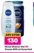 Nivea Shower Gel Or Cream Assorted-For Any 2 x 500ml
