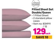 Always Home Fitted Sheet Set Double/Queen