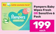 Pampers Baby Wipes Fresh Or Sensitive 6 Pack-Each