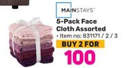 Mainstas 5 Pack Face Cloth Assorted-For 2