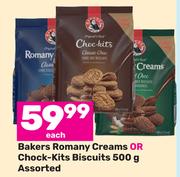 Bakers Romany Creams Or Choc Kits Biscuits-500g Each