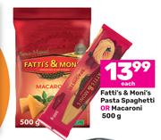 Fatti's & Moni's Pasta Spaghetti Or Macaroni-500g Each