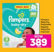Pampers Baby Dry Disposable Nappies Mega Box Assorted-Each