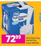Great Value Long Life UHT Full Cream Milk-6 x 1L