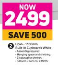 Ucan 1350mm Built In Cupboards (White)