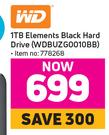 WD 1TB Elements Black Hard Drive WDBUZG0010BB