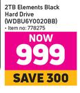 WD 2TB Elements Black Hard Drive WDBU6Y0020BB