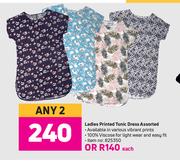 Ladies Printed Tunic Dress Assorted-For 2