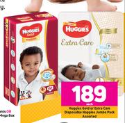 Huggies Gold Or Extra Care Disposable Nappies Jumbo Pack Assorted-Each