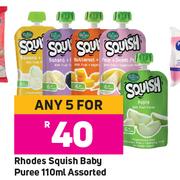 Rhodes Squish Baby Puree Assorted-For Any 5 x 110ml