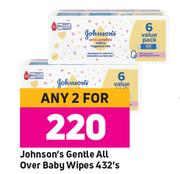 Johnson's Gentle All Over Baby Wipes-For Any 2 x 432's Pack
