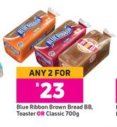 Blue Ribbon Brown Bread BB, Toaster Or Classic- For Any 2 x 700g