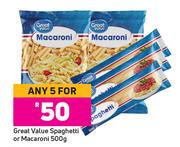 Great Value Spaghetti Or Macaroni-For Any 5 x 500g