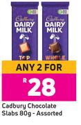 Cadbury Chocolate Slabs Assorted-For Any 2 x 80g