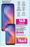 2 x Tecno Spark 6 Go 4G Smartphone-On Red Flexi 125 + On Promo 65