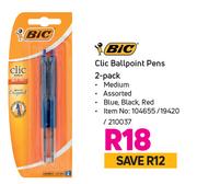 BIC Clic Ballpoint Pens-2 Pack