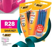 BIC Ballpoint Pens (Black or Blue)-4+3 Free Pack Each
