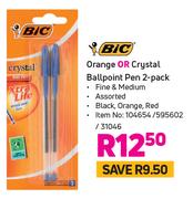 BIC Orange Or Crystal Ballpoint Pen-2 Pack