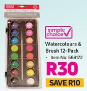 Simple Choice Watercolours & Brush-12's Pack