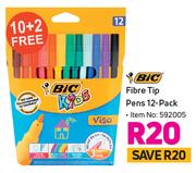 BIC Fibre Tip Pens-12's Pack