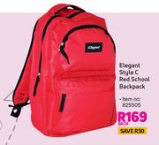 Elegant Style C Red School Backpack-Each
