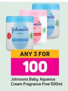 Johnsons Baby Aqueous Cream (Fragrance Free)-For Any 3 x 500ml