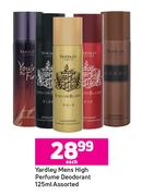 Yardley Mens High Perfume Deodorant Assorted-125ml Each