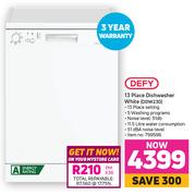Defy 13 Pace Dishwasher White DDW230