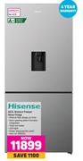 Hisense 463L Bottom Freezer Silver Fridge